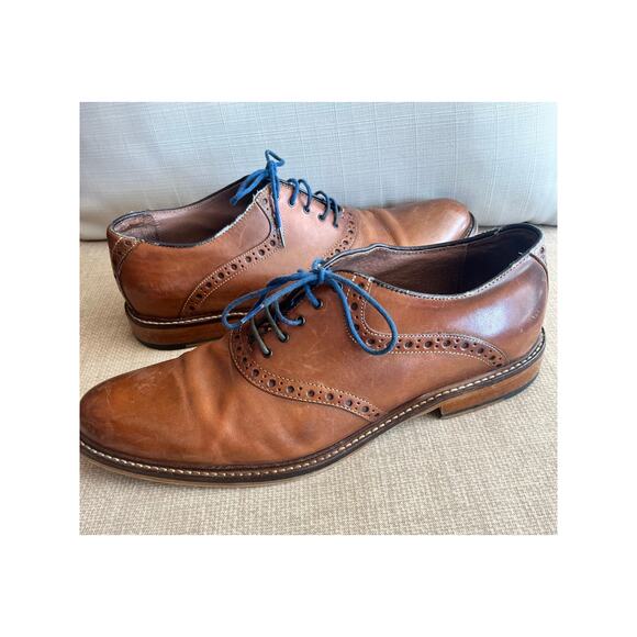 Aston Grey Collection Chestnut Leather Lace Up Oxfords Men's Dress Shoe Size 11 - Picture 1 of 12